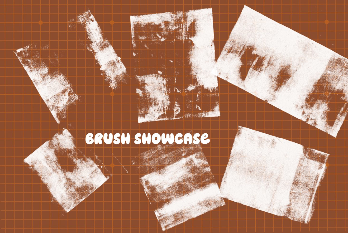 Graphic design showcase featuring various brush strokes on a patterned background, ideal for mockups and creative projects.